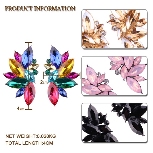 Hand Made Rainbow Colored Crystal Earring - Picture 2 of 3